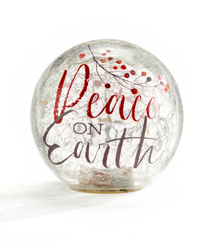 Peace of Earth Crackle Glass LED Orb