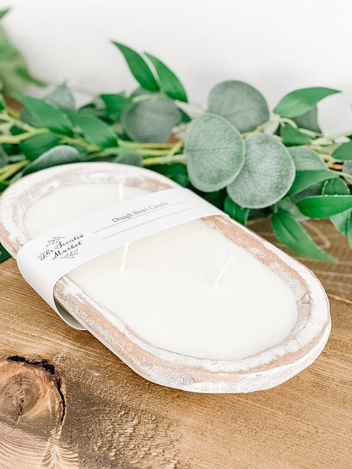 White Washed Dough Bowl 3 Wick Candle