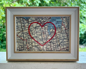 Embroidered Vintage Heart Maps