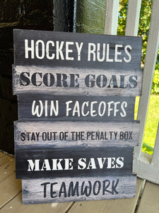 Hockey Rules Wooden Sign