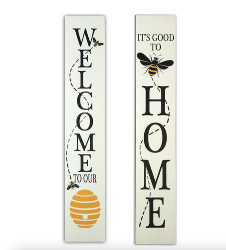 Reversible Bee Welcome Porch Sign