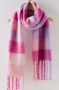 Free People Piper Plaid Recycled Blend Scarf - Sugar Plum